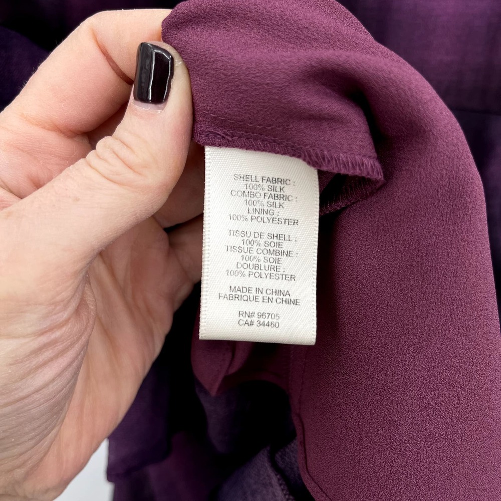 Rebecca Taylor Long Sleeve Plaid Ruffle Dress in Berry Size 2 Purple Black Sheer - Picture 16 of 16